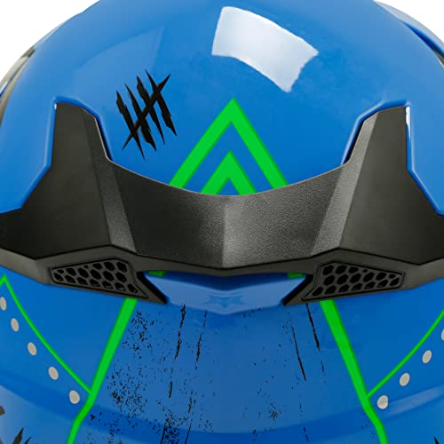 SLMOTO Dot Youth Kids Motocross Offroad Helmet with Goggles and Gloves Blue Skull D851858