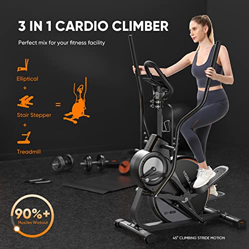 YOSUDA Pro Cardio Climber Stepping Elliptical Machine, 3-in-1 Total Body Fitness Trainer W695