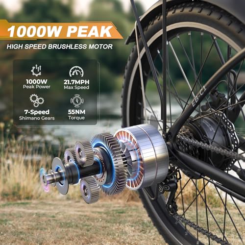 Electric Bike for Adults, 26" 1000W Peak City Cruiser Ebike, 48V Removable Battery O80999