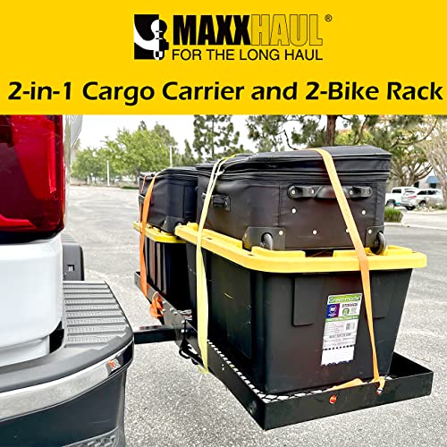 MaxxHaul 50641 60" x 20" 500 lb. Hitch Mount Cargo Carrier and 2 Bike Rack Z468