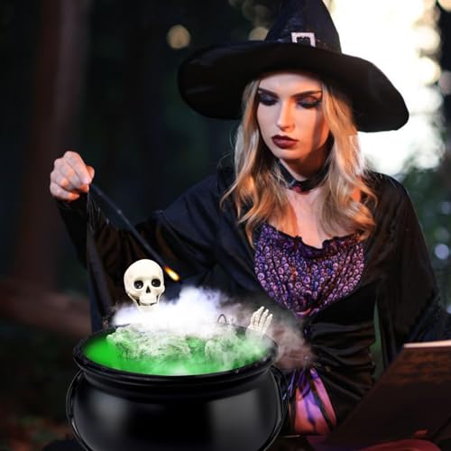 12" Large Witch Cauldron Diffuser with LED Light for Halloween Decor U58380