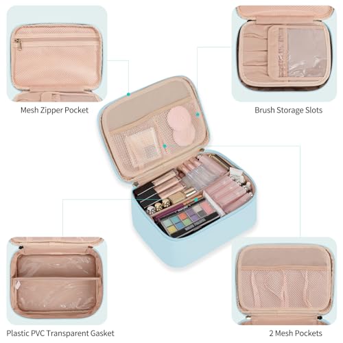 OCHEAL Makeup Bag with Divider and Brush Compartments, Green Nylon F358