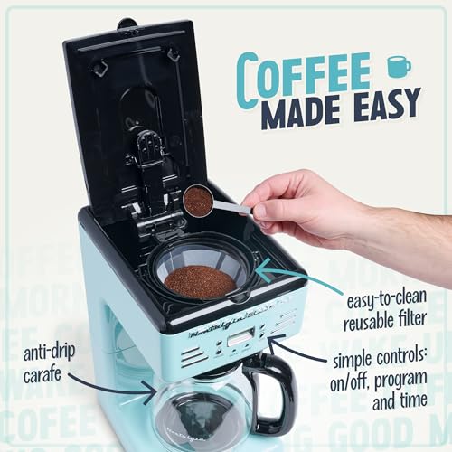 Nostalgia Retro 12-Cup Programmable Coffee Maker with LED Display, Aqua S6557