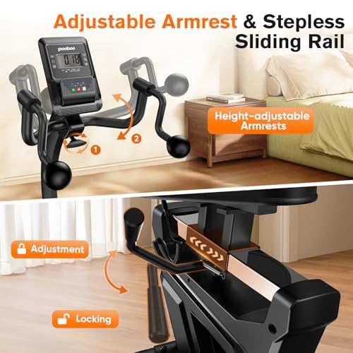 pooboo Recumbent Exercise Bike with Arm Exerciser, Magnetic Resistance, 400LBS Capacity B156072