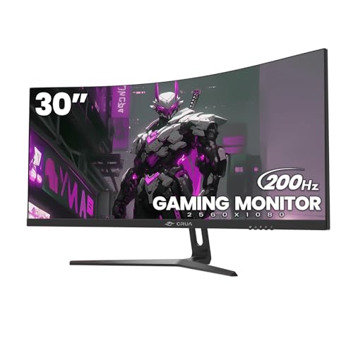 CRUA 30Inch Ultrawide Curved Monitor, 21:9 WFHD 2560x1080P, 100Hz, VA Panel, Black Y8772