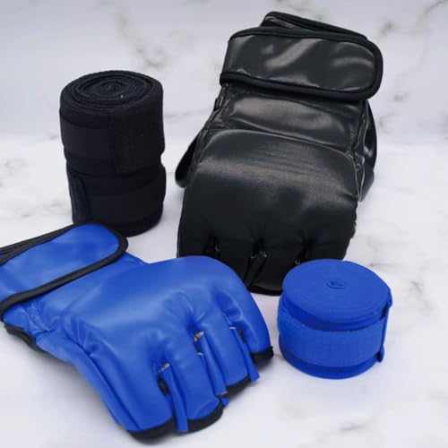 2 Pairs Boxing Kickboxing Gloves for Men Women Leather Sparring Training MMA O811