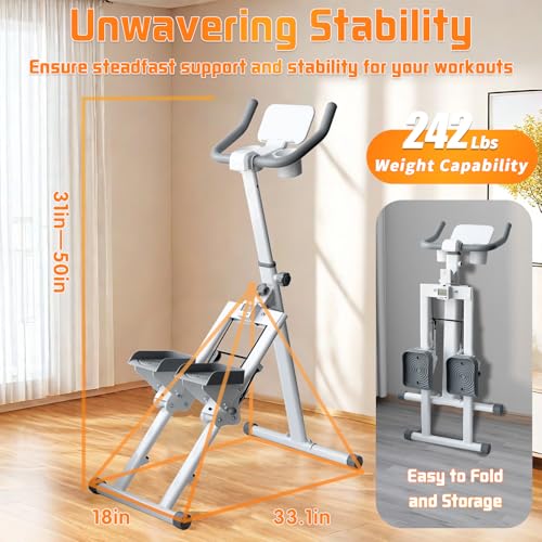 Folding Stair Stepper with Handle, 242LBS Load, Adjustable Step Angle F772193
