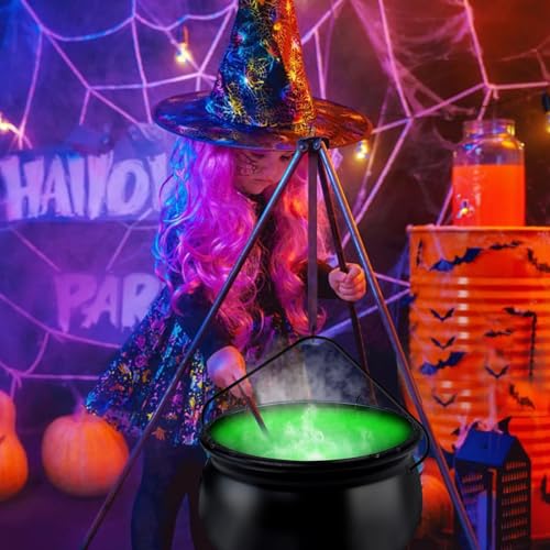 Halloween Decorations 12" Witch Cauldron with Mist Maker and LED Lights J747