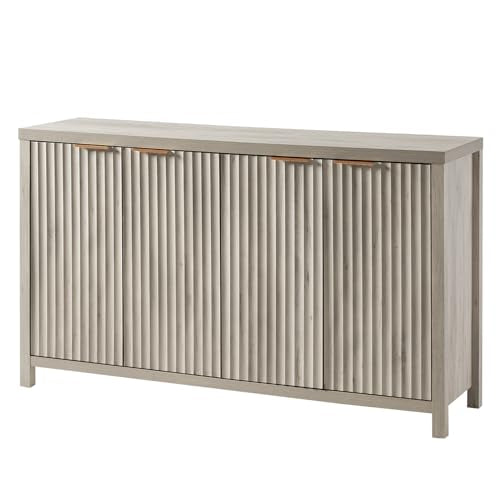 Fluted Sideboard Buffet Cabinet with Storage, 56" Modern Credenza, Natural Y669537