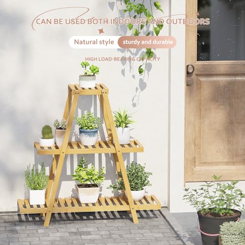 Bamboo 3 Tier Plant Stand Indoor Outdoor G488