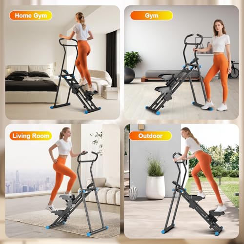 Foldable Stair Stepper Machine for Home Gym, 350LB Capacity Cardio Climber with LCD Monitor S984