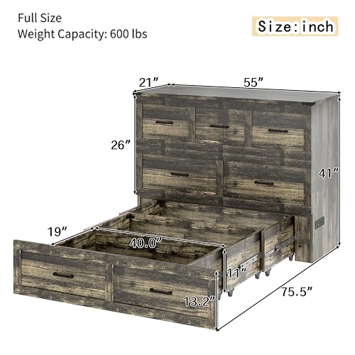 Queen Size Murphy Bed Cabinet with Charging Station, White P336686