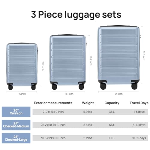 Carry-on Luggage 20 Inch Hardshell with Spinner Wheels and TSA Lock L610552