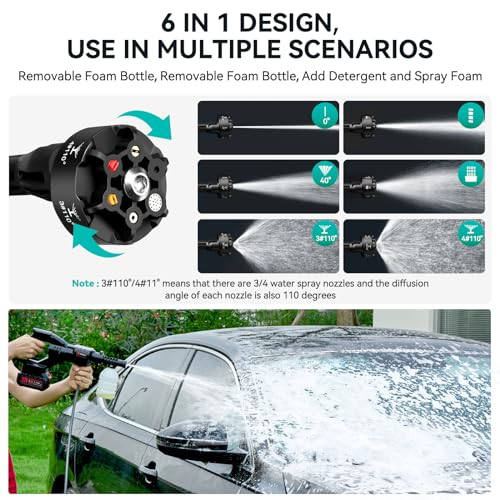 Cordless Pressure Washer 800PSI 1.5GPM with 6-in-1 Nozzle Y623372