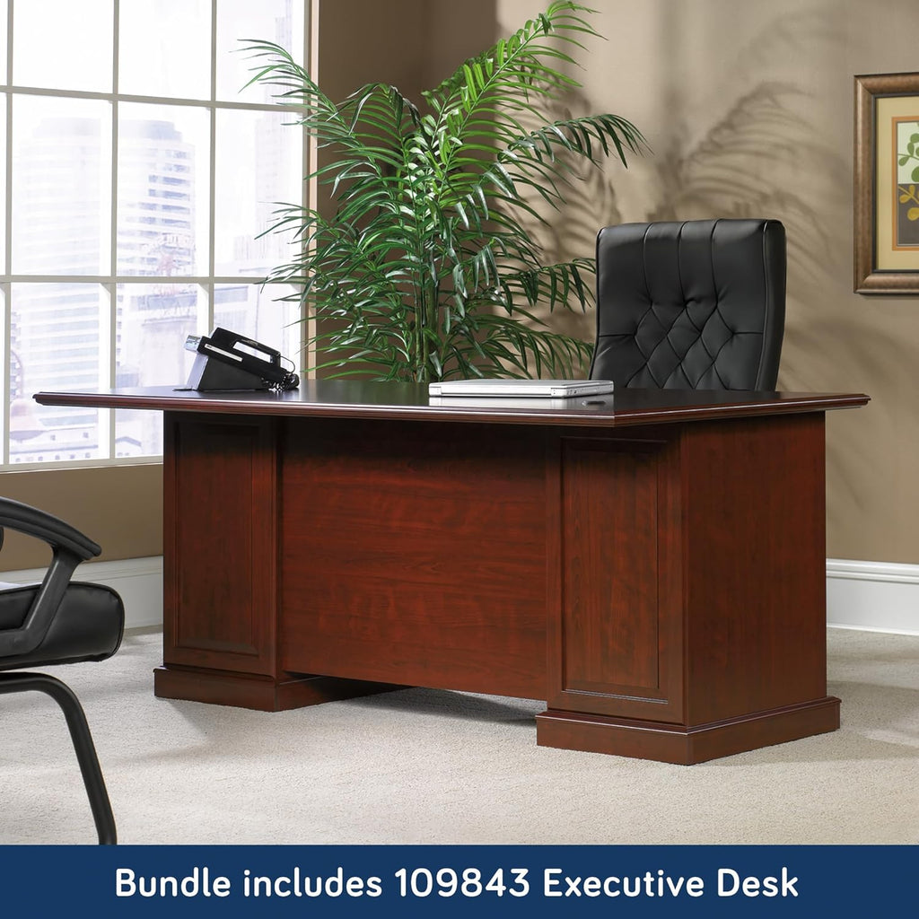 Sauder Heritage Hill L-Shaped Desk with Office Hutch, Classic Cherry R16927