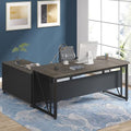 Tribesigns 63" Executive Desk with 47" Lateral File Cabinet, L-Shaped Computer Desk, Brown and Black N680173