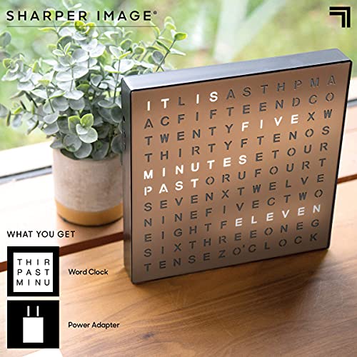 Sharper Image LED Light-Up Word Clock, Modern Electronic Desk & Wall Clock H8234