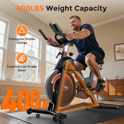 YOSUDA Magnetic Exercise Bike with Bluetooth, 350LB Capacity Indoor Cycling Bike D61153