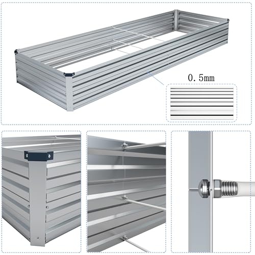 Galvanized Raised Garden Bed 8x4x1FT for Vegetables Outdoor T41136