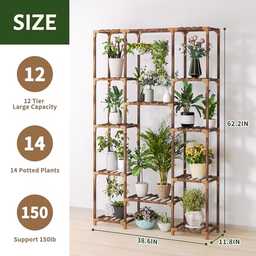 Uneedem Plant Stand Indoor Outdoor, 10-Tier Tall Plant Shelf for Multiple Plants A6522