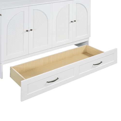Harper & Bright Designs Queen Murphy Bed Cabinet with USB Charging Station, White D9669