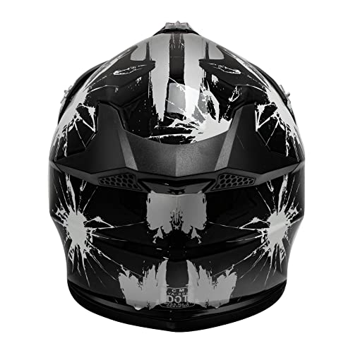SLMOTO Dot Youth Kids Motocross Offroad Helmet with Goggles and Gloves Blue Skull D851858