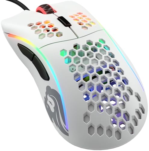 Glorious Model D Wired Gaming Mouse - 68g Honeycomb RGB Ergonomic, Matte White M160012