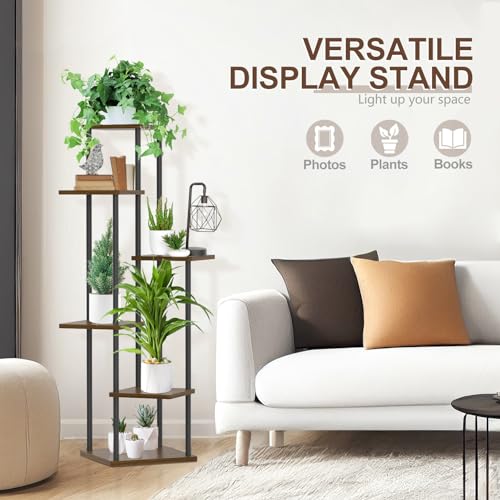 6 Tier Metal Wood Corner Plant Stand Indoor Outdoor H78199
