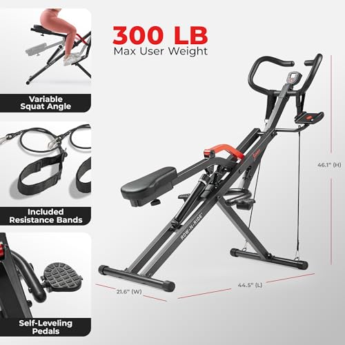 Sunny Health & Fitness Row-N-Ride PRO Full Body Squat Machine G774529