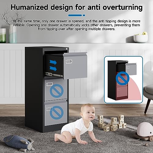 2 Drawer Vertical File Cabinet with Lock for Letter Size, Steel Office Storage Y50014