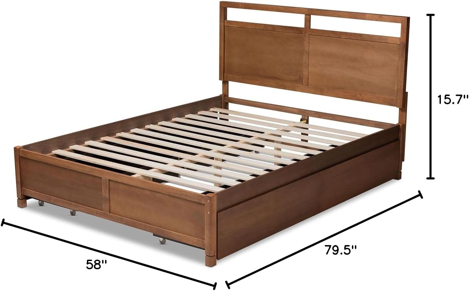 Baxton Studio Saffron Walnut Brown Wood Full Size 4-Drawer Platform Bed B6592