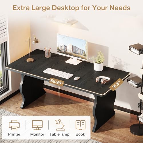 Tribesigns 63" Executive Desk for Home Office, Black O5395