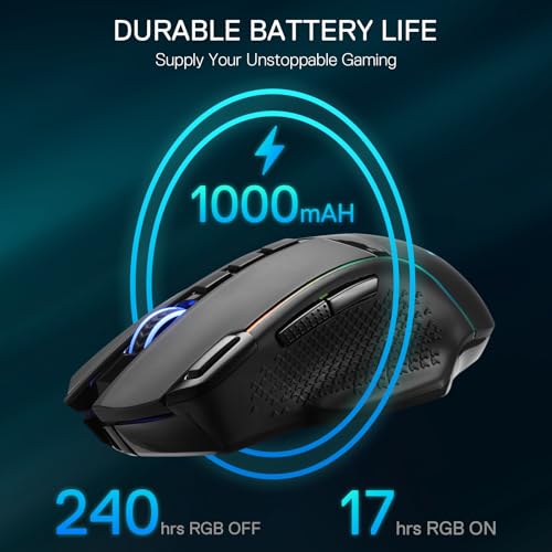 Redragon M810 Pro Wireless Gaming Mouse, 10000 DPI, RGB Backlit K36063