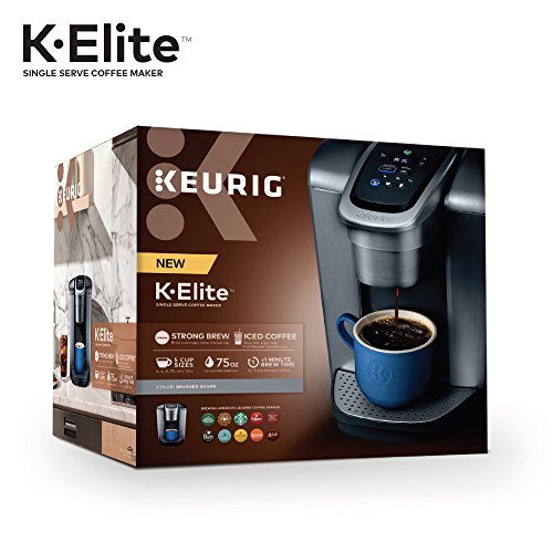 Keurig K-Elite Single Serve K-Cup Pod Coffee Maker, Brushed Silver P23556