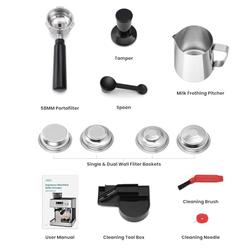 Gevi Espresso Machine with Grinder & Milk Frother, 20 Bar G45353