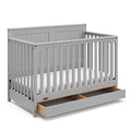 Graco Hadley 5-in-1 Convertible Crib and Changer with Drawer (Black) – GREENGUARD Gold Certified, Crib and Changing Table Combo with Drawer, includes Baby Changing Pad, Converts to Full-Size Bed