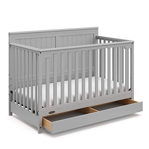 Graco Hadley 5-in-1 Convertible Crib and Changer with Drawer (Black) – GREENGUARD Gold Certified, Crib and Changing Table Combo with Drawer, includes Baby Changing Pad, Converts to Full-Size Bed