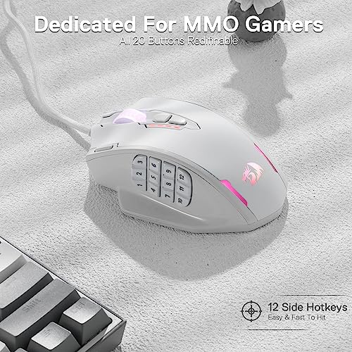 Redragon M908 Impact RGB MMO Gaming Mouse with 12 Side Buttons, 12400 DPI U713989