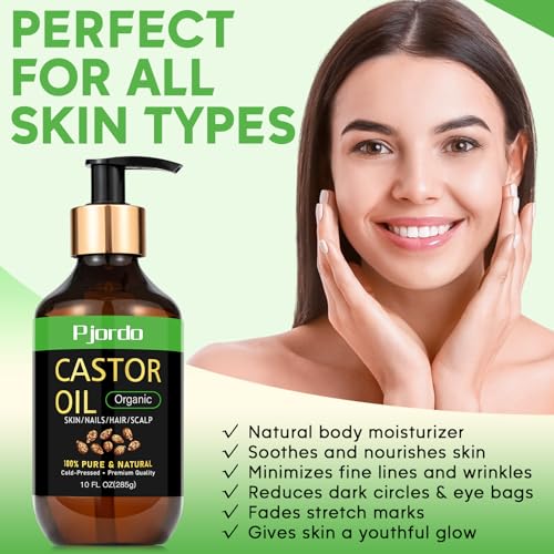 Organic Cold Pressed Castor Oil, 100% Pure, Hexane Free, 20 fl oz V385609