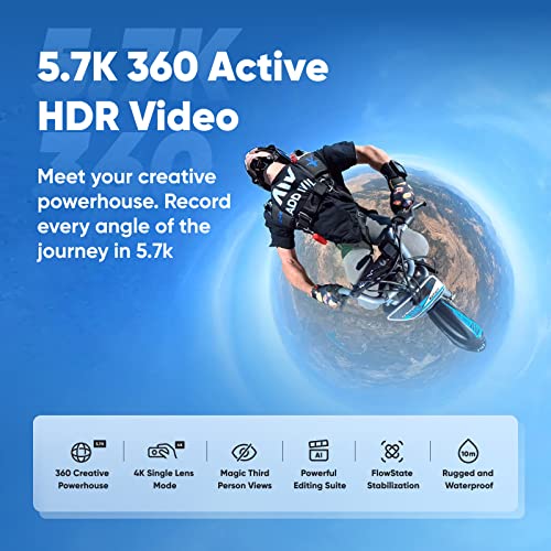 Insta360 X3 Motorcycle Kit - Waterproof 360 Action Camera with 5.7K HDR Video E78107