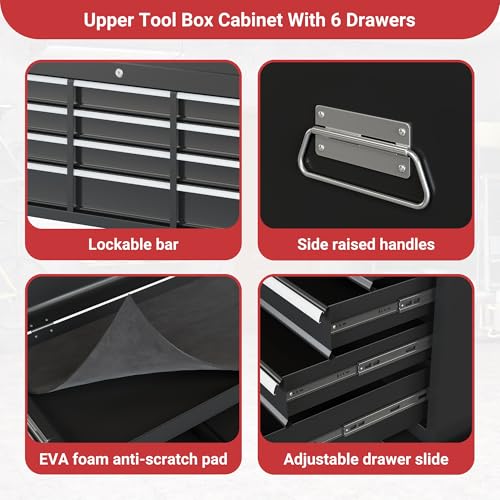 5-Drawer Rolling Tool Chest Storage Cabinet with Detachable Top Tool Box, Black R11137