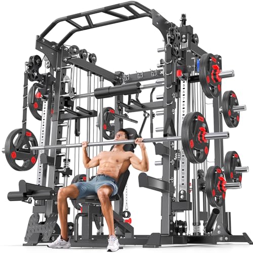 Power Cage Smith Machine Power Rack with Cable Crossover for Home Gym X175525