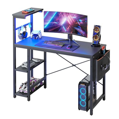 Bestier Gaming Desk with LED Lights, 51.3 Inch Computer Desk Q970