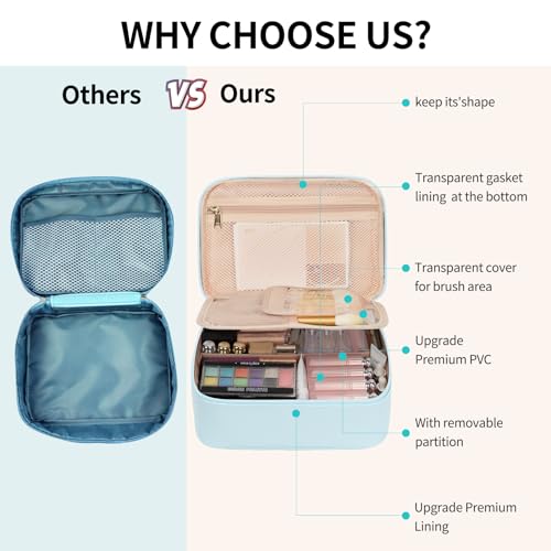 OCHEAL Makeup Bag with Divider and Brush Compartments, Green Nylon F358
