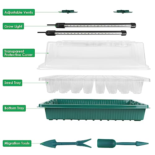 Sondiko Seed Starter Tray with Grow Light, 2 Pack 80 Cells with Humidity Dome L94604