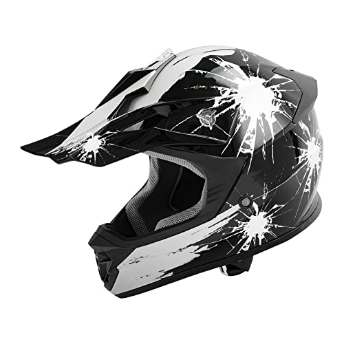 SLMOTO Dot Youth Kids Motocross Offroad Helmet with Goggles and Gloves Blue Skull D851858
