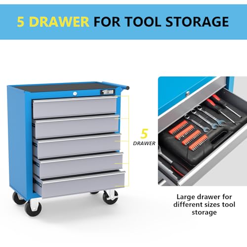TUFFIOM 5-Drawer Rolling Tool Chest with Lockable Wheels R211166