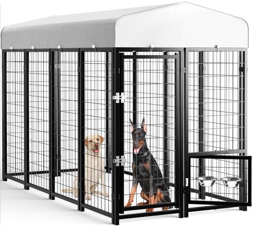 SINO LUBAN Outdoor Dog Kennel with Doggy Door, Heavy Duty Large Dog Pen E5768