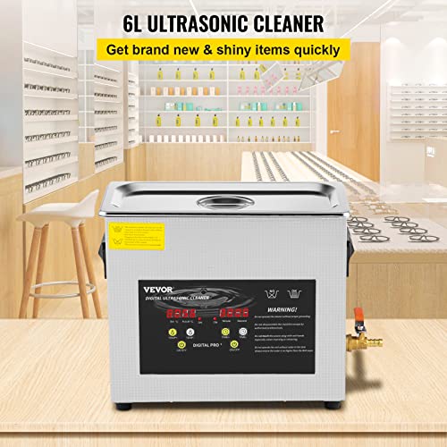VEVOR 6L Ultrasonic Cleaner with Heater and Timer for Jewelry Glasses Instruments R210