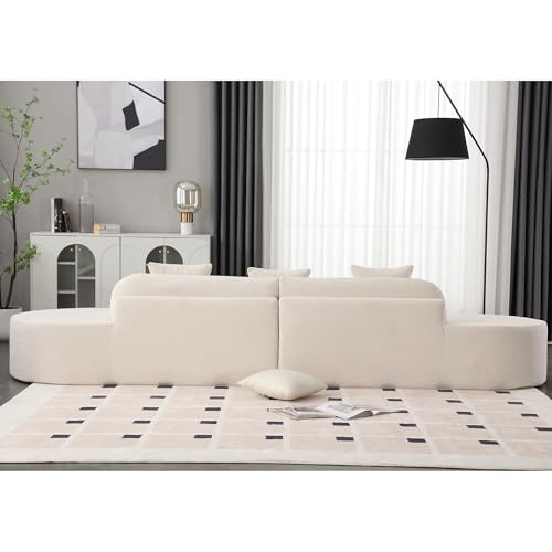 130.5" Modern Cloud Sectional Sofa 4-Seat Curved Modular Couch with 3 Pillows, Beige X220